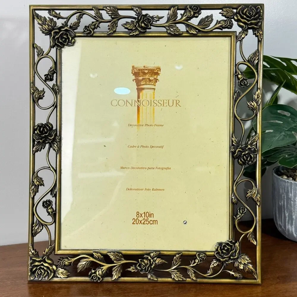Connoisseur Picture Frame 8x10 Metal Roses Bronze Gold Photo
